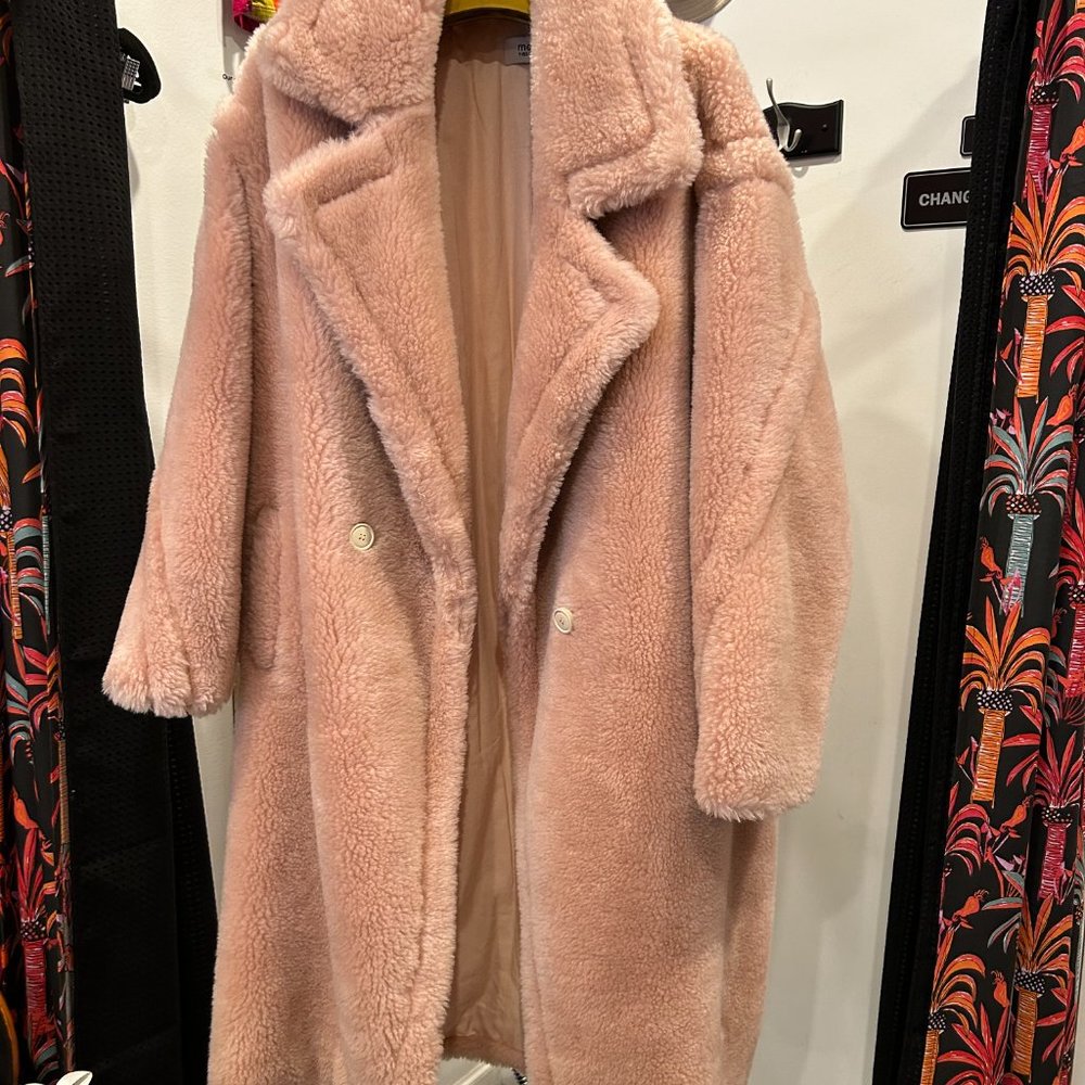 Meteo Yves Salomon Pink Wool Coat
